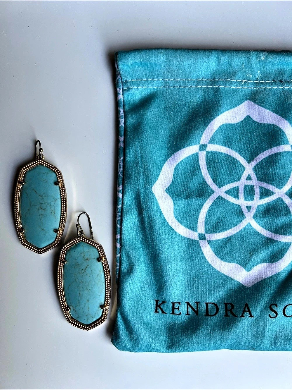 Kendra Scott Elisa Drop Earrings Blue & Gold Like New